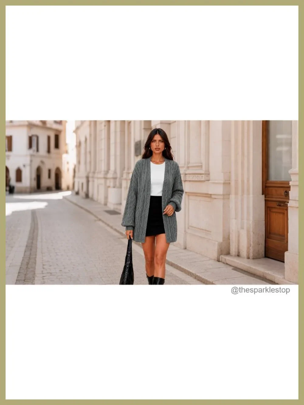 Oversized Cable Knit Cardigan Women Open Front Cozy Fall Winter Long Lantern